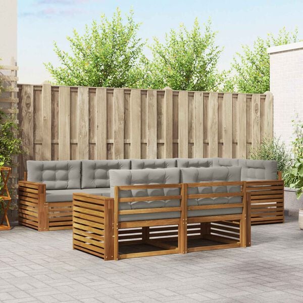 vidaXL Conjunto de sof&aacute;s de exterior 7 pcs Gris Natural y Claro