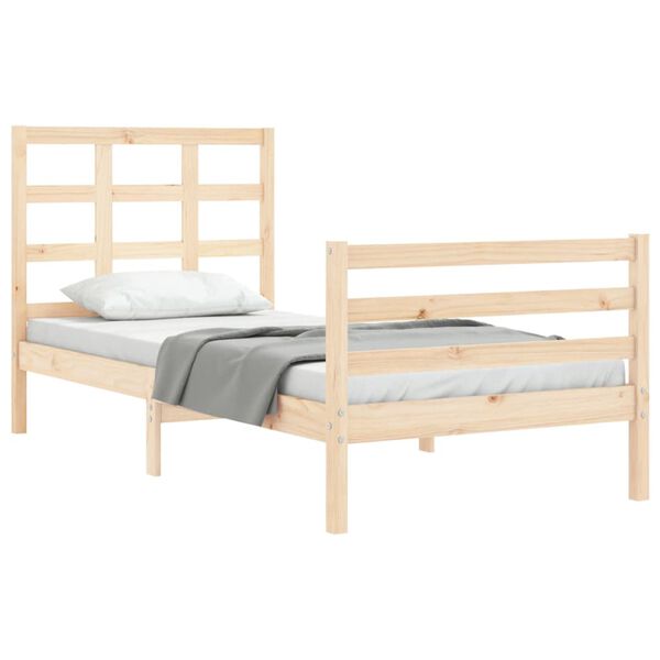 vidaXL Estructura de cama con cabecero madera maciza 100x200 cm