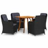 vidaXL Juego de comedor para jard&iacute;n 5 piezas negro
