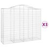 vidaXL Cestas de gaviones 3 uds forma de arco hierro 200x50x160/180 cm