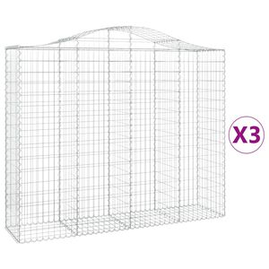 vidaXL Cestas de gaviones 3 uds forma de arco hierro 200x50x160/180 cm
