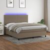 vidaXL Cama box spring colch&oacute;n y luces LED tela gris taupe 160x200 cm
