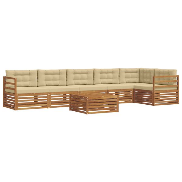 vidaXL Conjunto de sof&aacute;s de exterior con coj&iacute;n 7 pcs Natural y Beige