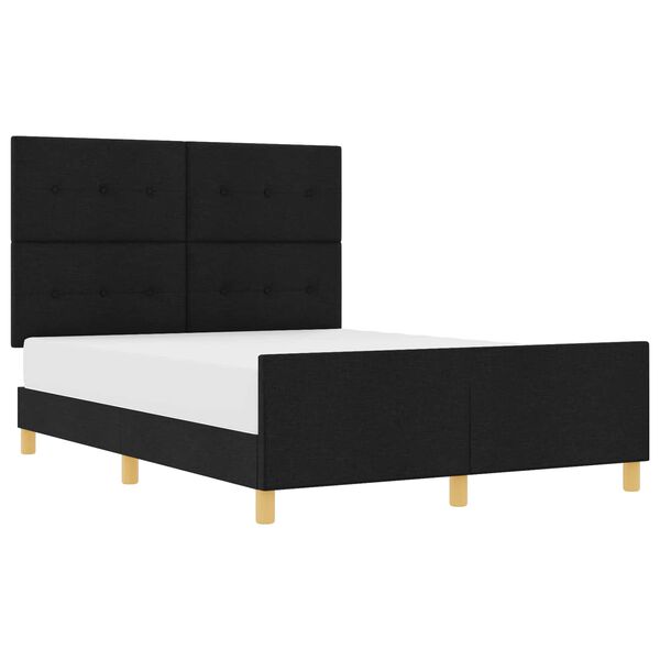 vidaXL Estructura de cama con cabecera Negro 160 x 200 cm tela