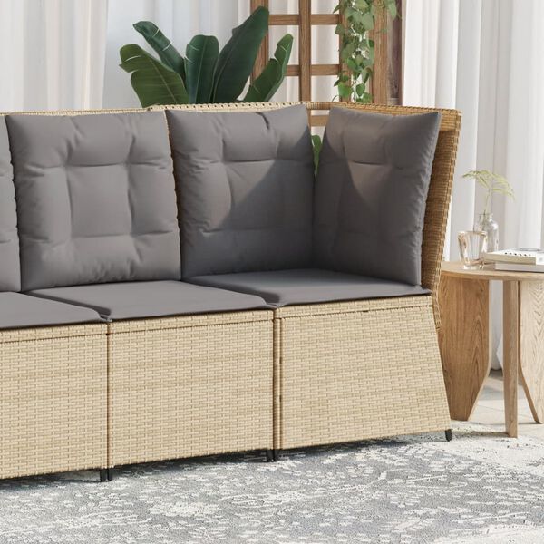 vidaXL Sill&oacute;n de esquina de jard&iacute;n con cojines rat&aacute;n sint&eacute;tico beige