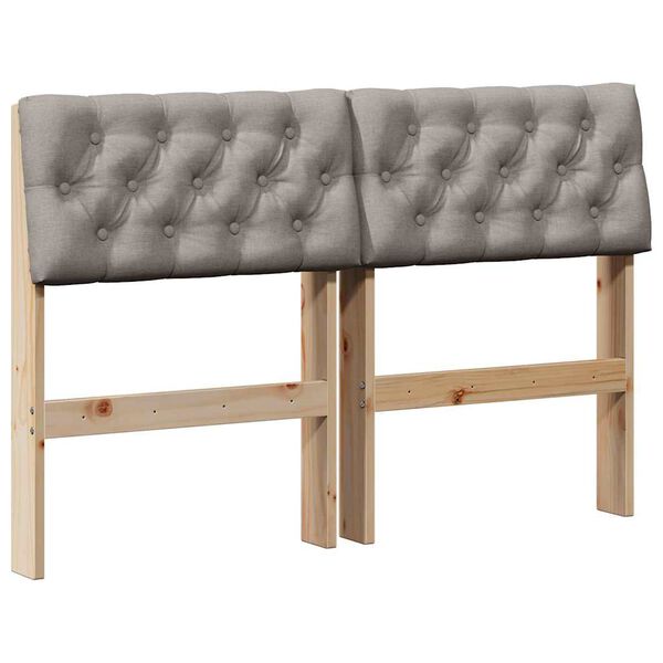 vidaXL Cabecero tapizado Taup&eacute; 120 cm Madera de pino macizo