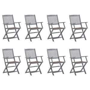 vidaXL Sillas de jard&iacute;n plegables 8 uds y cojines madera maciza acacia