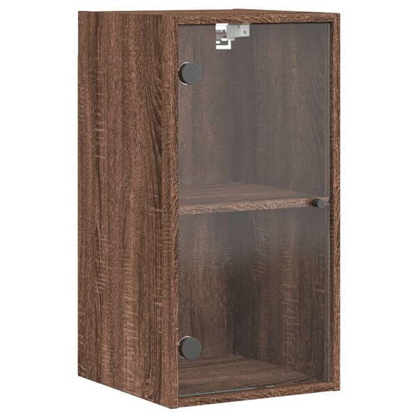 vidaXL Mueble de pared puertas de vidrio marr&oacute;n roble 35x37x68,5 cm