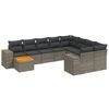 vidaXL Set de sof&aacute;s de jard&iacute;n 11 pzas y cojines rat&aacute;n sint&eacute;tico gris