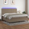 vidaXL Cama box spring colch&oacute;n y luces LED tela gris taupe 200x200 cm