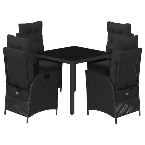 vidaXL Set de muebles jard&iacute;n 5 pzas con cojines rat&aacute;n sint&eacute;tico negro