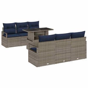 vidaXL Conjunto de sof&aacute; de jard&iacute;n 7 uds. 6-N&uacute;mero de plazas Gris