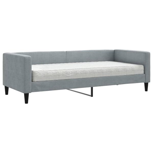 vidaXL Sofá cama con colchón tela gris claro 80x200 cm