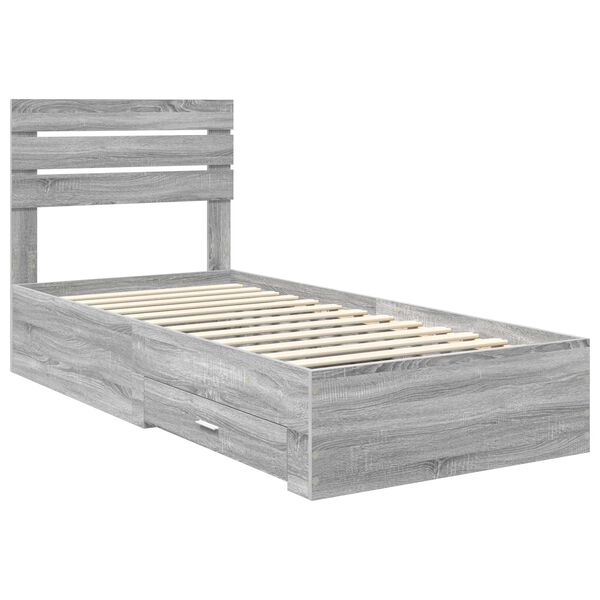 vidaXL Estructura de cama con caj&oacute;n con cabecera Madera contrachapada