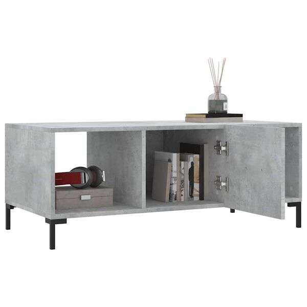 vidaXL Mesa de centro madera contrachapada gris hormig&oacute;n 102x50x40 cm