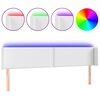 vidaXL Cabecero con LED cuero sint&eacute;tico blanco 203x16x78/88 cm