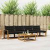 vidaXL Conjunto de sof&aacute;s de exterior con coj&iacute;n 5 pcs Natural y negro
