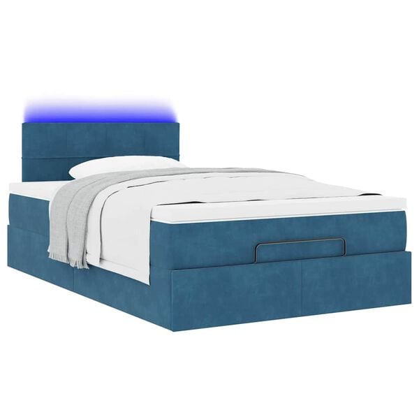 vidaXL Estructura de cama otomana colch&oacute;n terciopelo azul oscuro