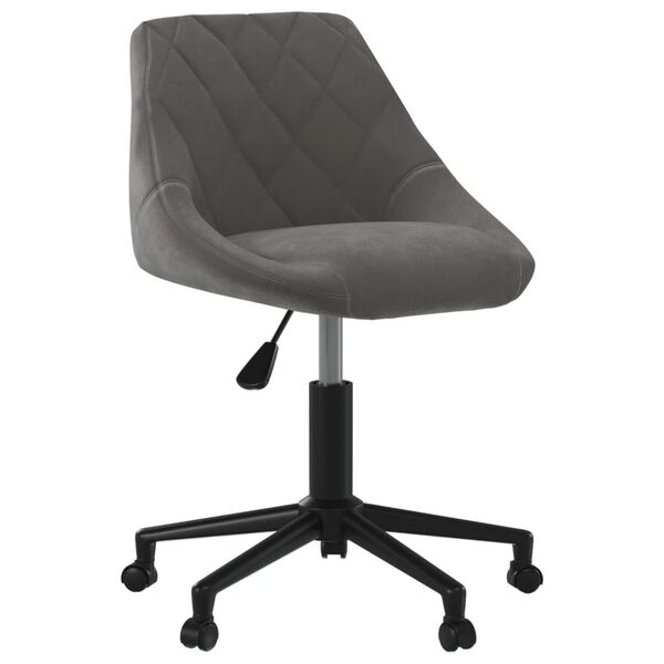 vidaXL Silla de oficina giratoria de terciopelo gris oscuro