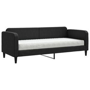 vidaXL Sof&aacute; cama con colch&oacute;n tela negro 80x200 cm