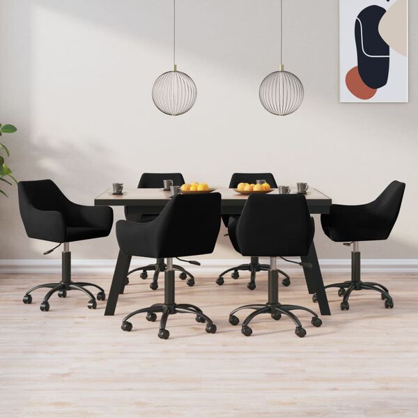 vidaXL Sillas de comedor giratorias 6 unidades terciopelo negro