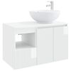 vidaXL Juego de muebles de ba&ntilde;o 2 uds. Blanco Brillante