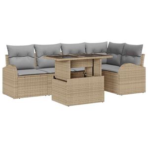 vidaXL Conjunto de sof&aacute; de jard&iacute;n 6 pcs Beige y Gris Claro