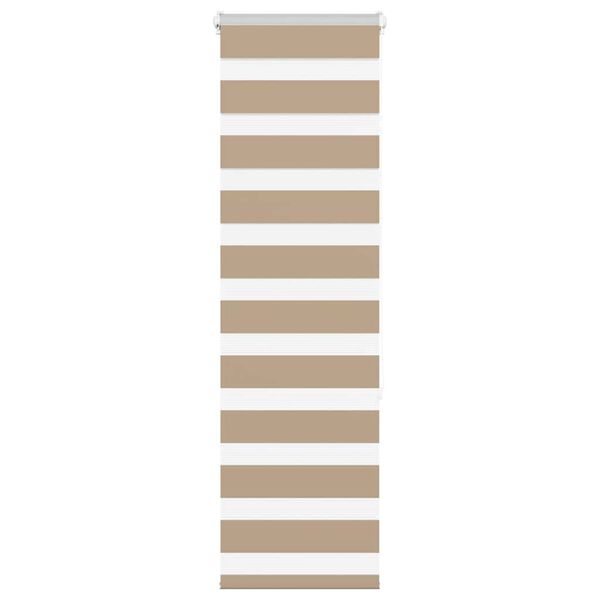 vidaXL Estor cebra marrón arena tejido ancho 35,9 cm poliéster