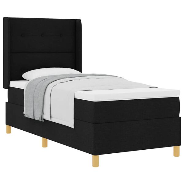 vidaXL Cama tipo Box Spring con colchón Negro 80 x 200 cm tela