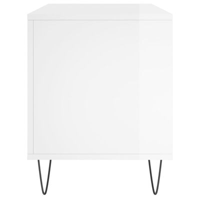 vidaXL Mueble discos madera contrachapada blanco brillo 100x38x48 cm
