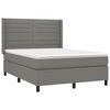 vidaXL Cama box spring colch&oacute;n y luces LED tela gris oscuro 140x190 cm