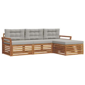 vidaXL Conjunto de sof&aacute;s de exterior con coj&iacute;n Gris Natural y Claro