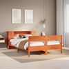 vidaXL Cama con estanter&iacute;a sin colch&oacute;n madera maciza marr&oacute;n 140x190 cm