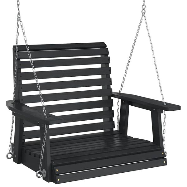 vidaXL Silla columpio jard&iacute;n con cadenas de metal madera abeto negro