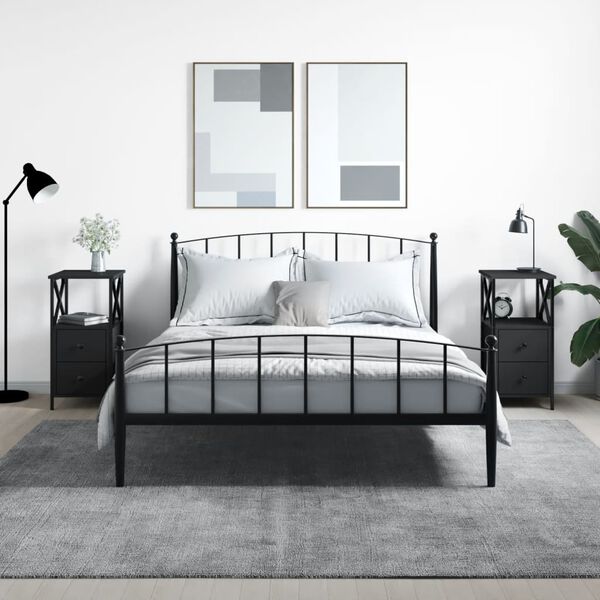 vidaXL Mesitas de noche 2 uds madera de ingenier&iacute;a negro 34x35,5x70 cm