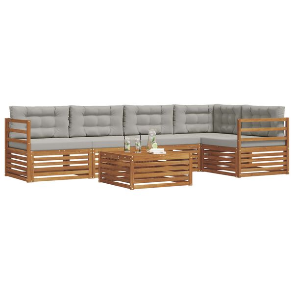 vidaXL Conjunto de sof&aacute;s de exterior 6 pcs Gris Natural y Claro