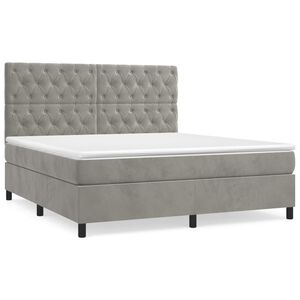 vidaXL Cama box spring con colch&oacute;n terciopelo gris claro 160x200 cm