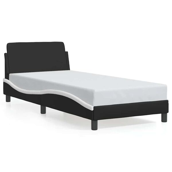 vidaXL Estructura de cama Dover cuero sint&eacute;tico negro blanco 90x200 cm
