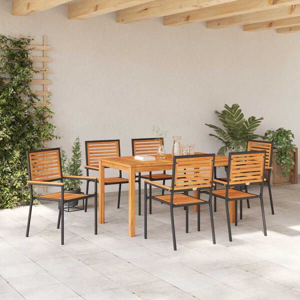 vidaXL Conjunto de Comedor de Jard&iacute;n 7 pcs Negro