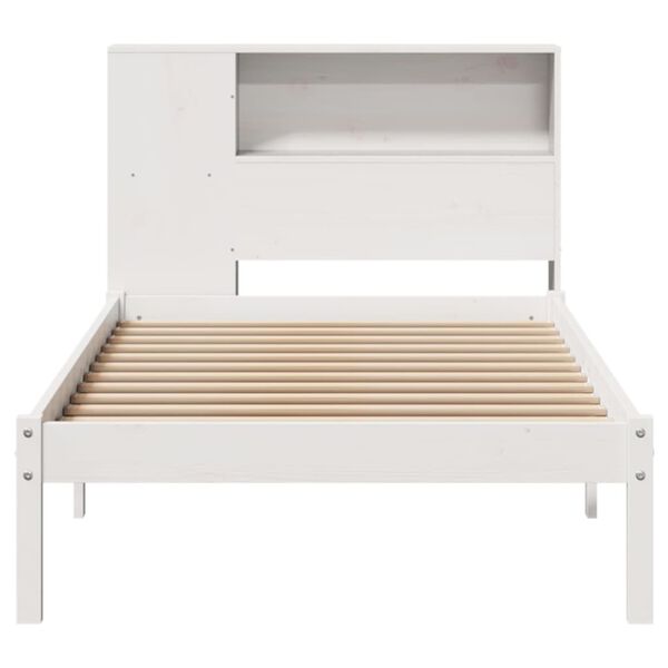vidaXL Cama con estantería sin colchón madera maciza blanca 100x200 cm