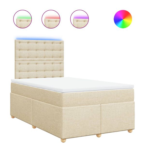 vidaXL Cama box spring con colch&oacute;n tela color crema 120x190 cm