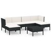 vidaXL Set de muebles de jard&iacute;n 7 pzas cojines rat&aacute;n sint&eacute;tico negro