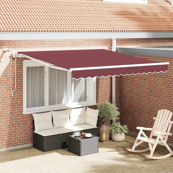vidaXL Toldo retr&aacute;ctil autom&aacute;tico con luces LED burdeos 300x250 cm