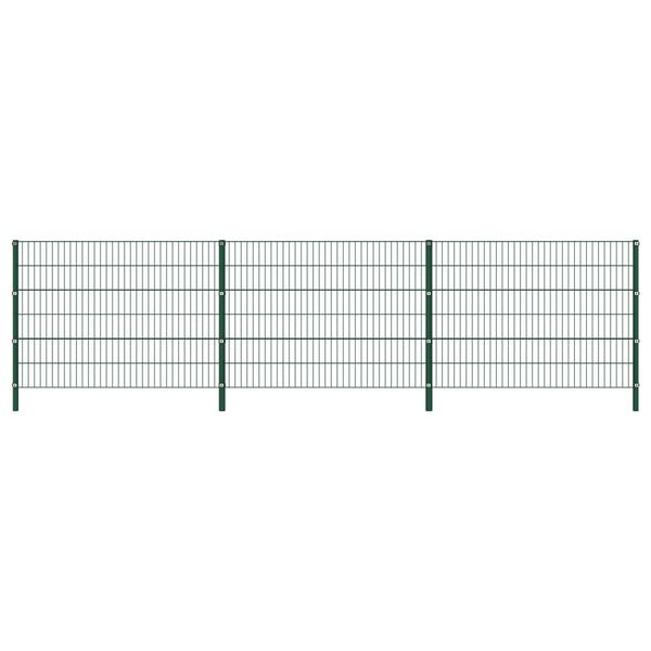 vidaXL Panel de valla con postes de hierro 522x120 cm verde