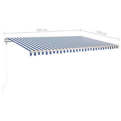 vidaXL Toldo manual retráctil con luz LED azul y blanco 5x3,5 m