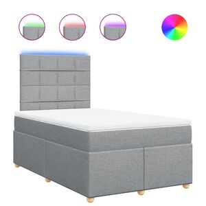 vidaXL Cama box spring con colch&oacute;n tela gris claro 120x200 cm