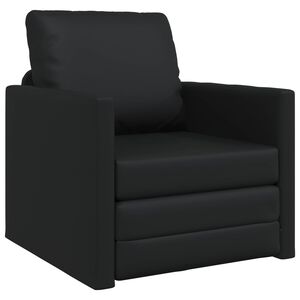 vidaXL Sof&aacute; cama de suelo 2 en 1 cuero sint&eacute;tico negro 112x174x55 cm
