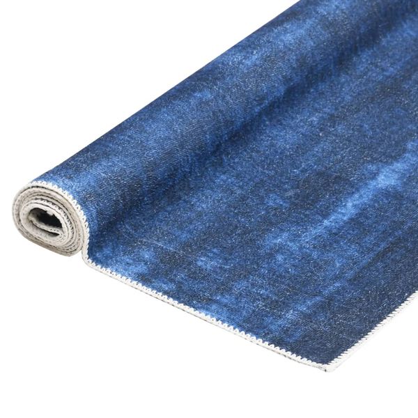 vidaXL Alfombra lavable plegable poli&eacute;ster azul marino 200x300 cm