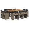 vidaXL Set de comedor de jard&iacute;n 11 pzas y cojines rat&aacute;n sint&eacute;tico gris