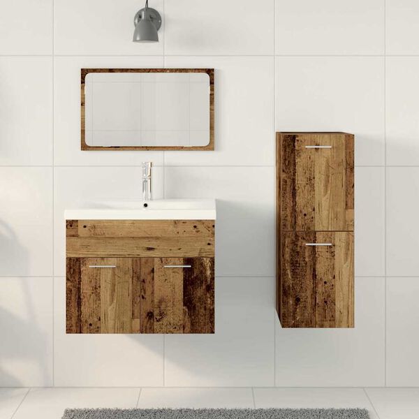 vidaXL Juego de muebles de ba&ntilde;o 4 pcs Marr&oacute;n Madera de ingenier&iacute;a